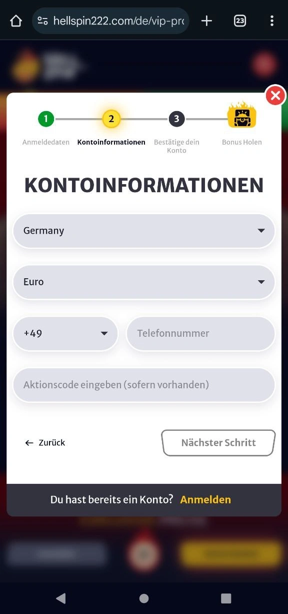 Hellspin Registrierungsprozess für neue Nutzer