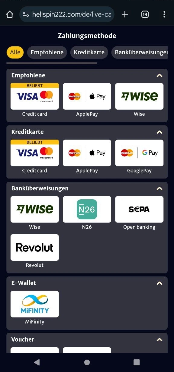 Hellspin Auszahlungsoptionen und Auszahlungsmethoden